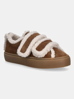 Inuikii sneakersy zamszowe Shearling Low Velcro damskie kolor brązowy 1001.001.0231.150