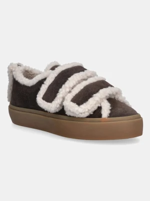 Inuikii sneakersy zamszowe Shearling Low Velcro damskie kolor brązowy 1001.001.0231.152