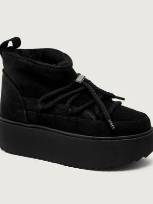 INUIKII Śniegowce CLASSIC LOW PLATFORM | zamsz czarny