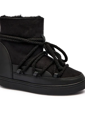 INUIKII Śniegowce CLASSIC WEDGE | zamsz czarny