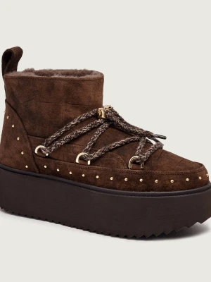 INUIKII Śniegowce Croco Platform | zamsz brązowy