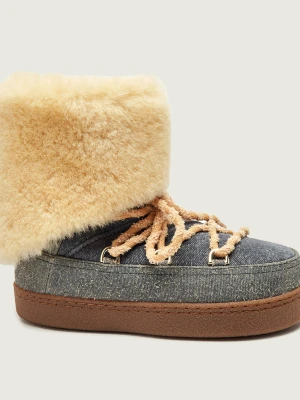 INUIKII Śniegowce Distresses Jeans | shearling | zamsz | wełna niebieski