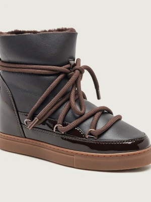 INUIKII Śniegowce Gloss Wedge | skóra brązowy