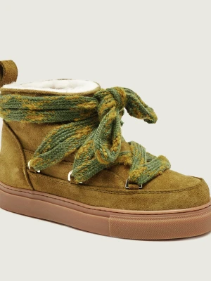 INUIKII Śniegowce Knot | zamsz | shearling | wełna oliwkowy