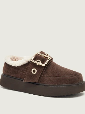 INUIKII Śniegowce Micro Buckle | zamsz | shearling brązowy