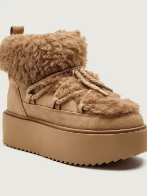 INUIKII Śniegowce TEDDY PLATFORM | shearling | zamsz