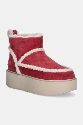 Inuikii śniegowce zamszowe Inuikii X Coccinelle Classic Low Shearling kolor różowy 75204-150