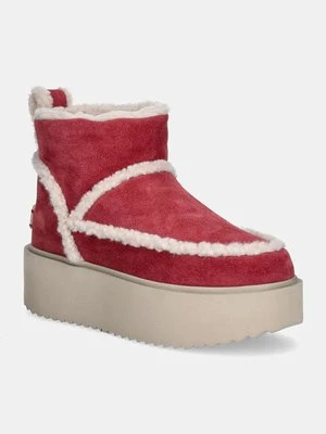 Inuikii śniegowce zamszowe Inuikii X Coccinelle Classic Low Shearling kolor różowy 75204-150