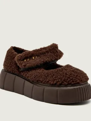 INUIKII Wełniane baleriny MATILDA M.J, CURLY | z dodatkiem skóry | shearling