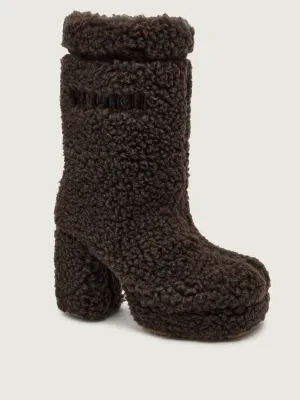 INUIKII Wełniane kozaki na słupku CURLY HIGH | z dodatkiem skóry | shearling