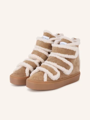 Inuikii Wysokie Sneakersy Shearling Velcro Buty Na Koturnie beige