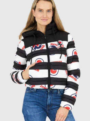 INVICTA Czarna kurtka damska w białe pasy i logo, Rozmiar L