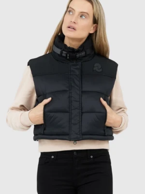 INVICTA Czarny puchowy krótki bezrękawnik damski, Rozmiar L