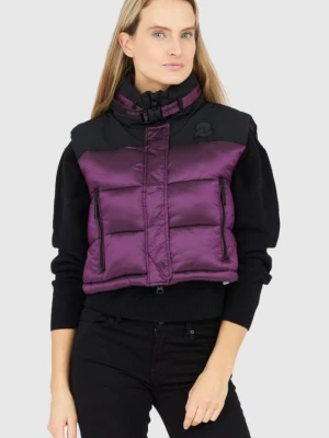INVICTA Fioletowy puchowy krótki bezrękawnik damski, Rozmiar M