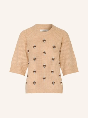 Inwear Dzianinowa Koszulka Priskaiw Z Kamieniami Ozdobnymi beige