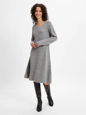 IPURI Damska haftowana sukienka Kobiety Sztuczne włókno szary jednolity,