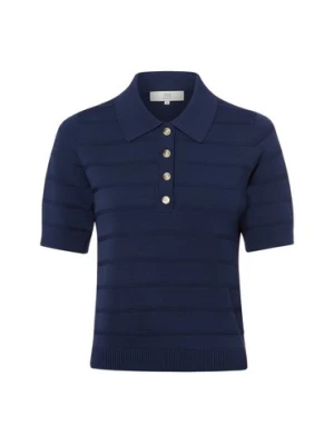 IPURI Damska koszulka z dzianiny Kobiety Sztuczne włókno niebieski wypukły wzór tkaniny,