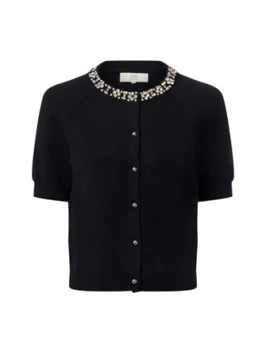 IPURI Damski kardigan z zawartością wełny merynosów Kobiety Wełna merino czarny jednolity,