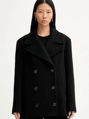 IRO płaszcz z dodatkiem wełny WM137CARIBE kolor czarny CARIBE
