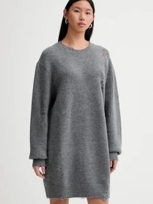 IRO sukienka z dodatkiem wełny WM33TONINA kolor szary mini oversize TONINA