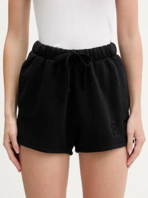 IRO szorty bawełniane damskie kolor czarny z aplikacją high waist WF30OCRESIA