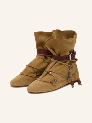 Isabel Marant Botki Letiz Z Ozdobnymi Perełkami braun