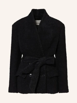 Isabel Marant Kurtka Bouclé Syndra Z Alpaki schwarz CZARNY