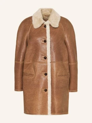 Isabel Marant Płaszcz Skórzany Berthie braun