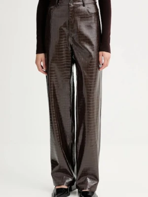 ISABELLE BLANCHE spodnie damskie kolor brązowy proste high waist IS25FW-P030-T006