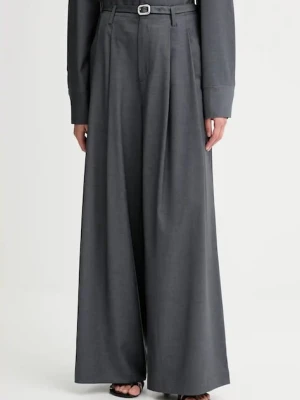 ISABELLE BLANCHE spodnie z domieszką wełny damskie kolor szary proste high waist IS25FW-P036-T002