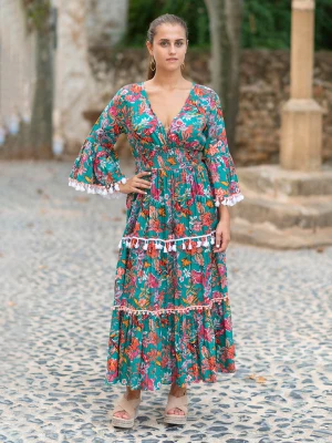 Isla Bonita by SIGRIS Sukienka w kolorze morskim ze wzorem rozmiar: L