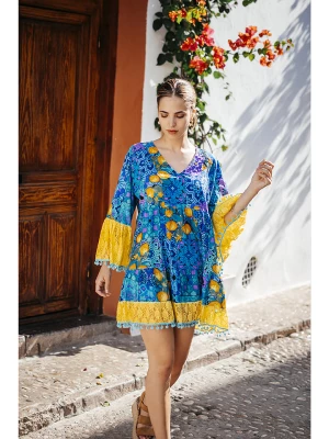 Isla Bonita by SIGRIS Sukienka w kolorze niebiesko-żółtym ze wzorem rozmiar: S
