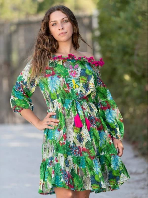 Isla Bonita by SIGRIS Sukienka w kolorze zielonym ze wzorem rozmiar: XL
