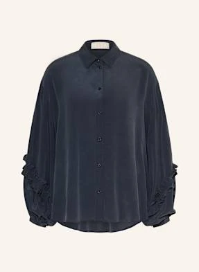 Ivi Collection Koszula Z Jedwabiu Z Falbankami blau