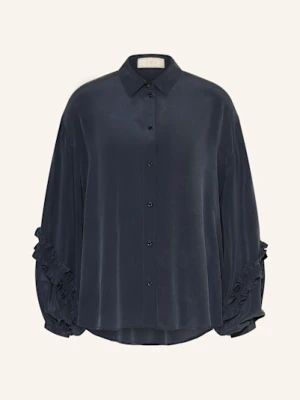 Ivi Collection Koszula Z Jedwabiu Z Falbankami blau