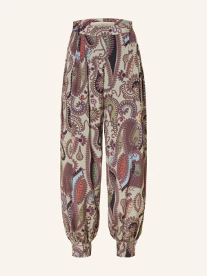 Ivi Collection Spodnie Z Jedwabiem gruen beżowy