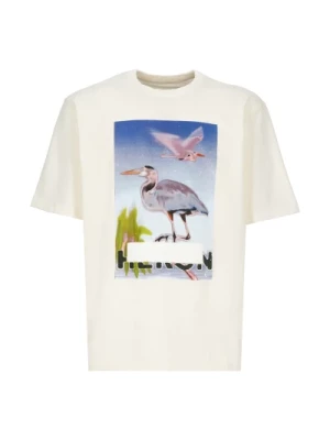Ivory Bawełniana Koszulka z Kontrastowym Logo Heron Preston