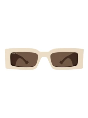 Ivory Brown Prostokątne Okulary Przeciwsłoneczne Gucci