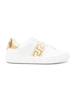 Ivory White Gold Sneakers Greca Haftowane Versace