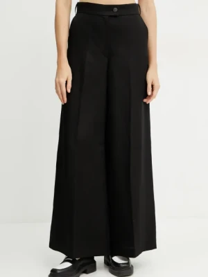Ivy Oak spodnie lniane PIERA ANN damskie kolor czarny szerokie high waist IO115208