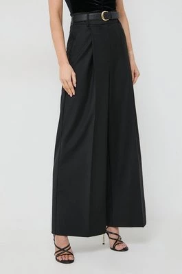 Ivy Oak spodnie z domieszką wełny kolor czarny szerokie high waist IO115169