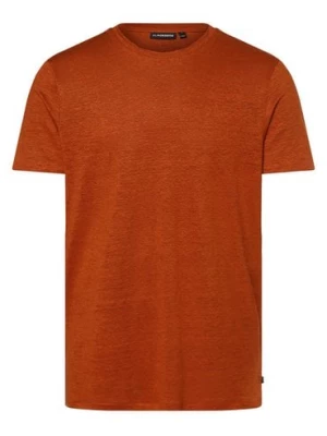 J.Lindeberg Męska koszulka lniana Mężczyźni len pomarańczowy|brązowy jednolity,