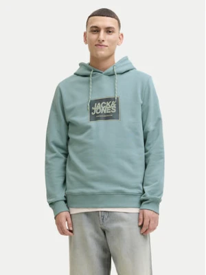 Jack & Jones Bluza Jjrain Sweat Hood 12288098 Turkusowy Regular Fit