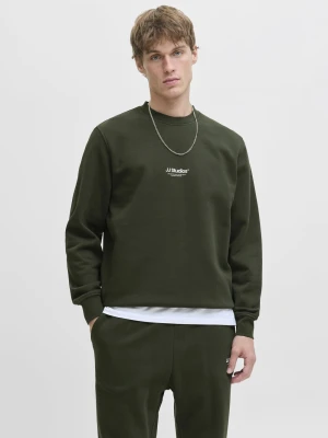 Jack & Jones Bluza męska - JJEsoho Mężczyźni Materiał dresowy zielony jednolity,