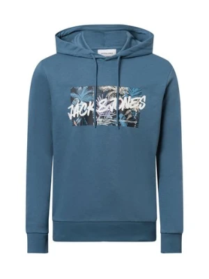 Jack & Jones Bluza męska z kapturem - JJHawaii Mężczyźni Bawełna niebieski jednolity,