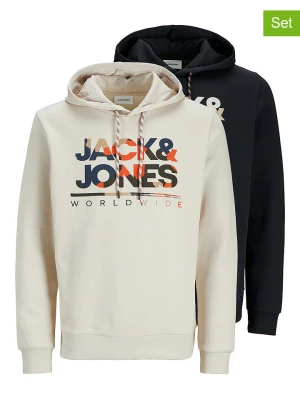 Jack & Jones Bluzy (2 szt.) "Luke" w kolorze kremowym i czarnym rozmiar: L