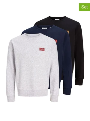 Jack & Jones Bluzy (3 szt.) w kolorze granatowym, czarnym i szarym rozmiar: L