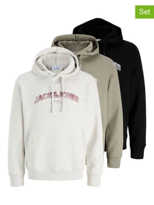 Jack & Jones Bluzy (3 szt.) w kolorze khaki, kremowym i czarnym rozmiar: L