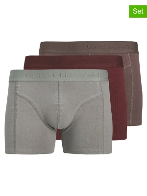 Jack & Jones Bokserki (3 pary) "Jacordinary" w kolorze szaro-brązowo-czerwonym rozmiar: M