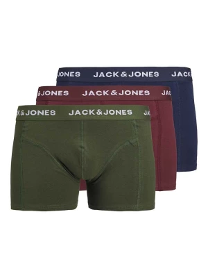 Jack & Jones Bokserki (3 pary) "Teo" w kolorze bordowym, oliwkowym i granatowym rozmiar: M